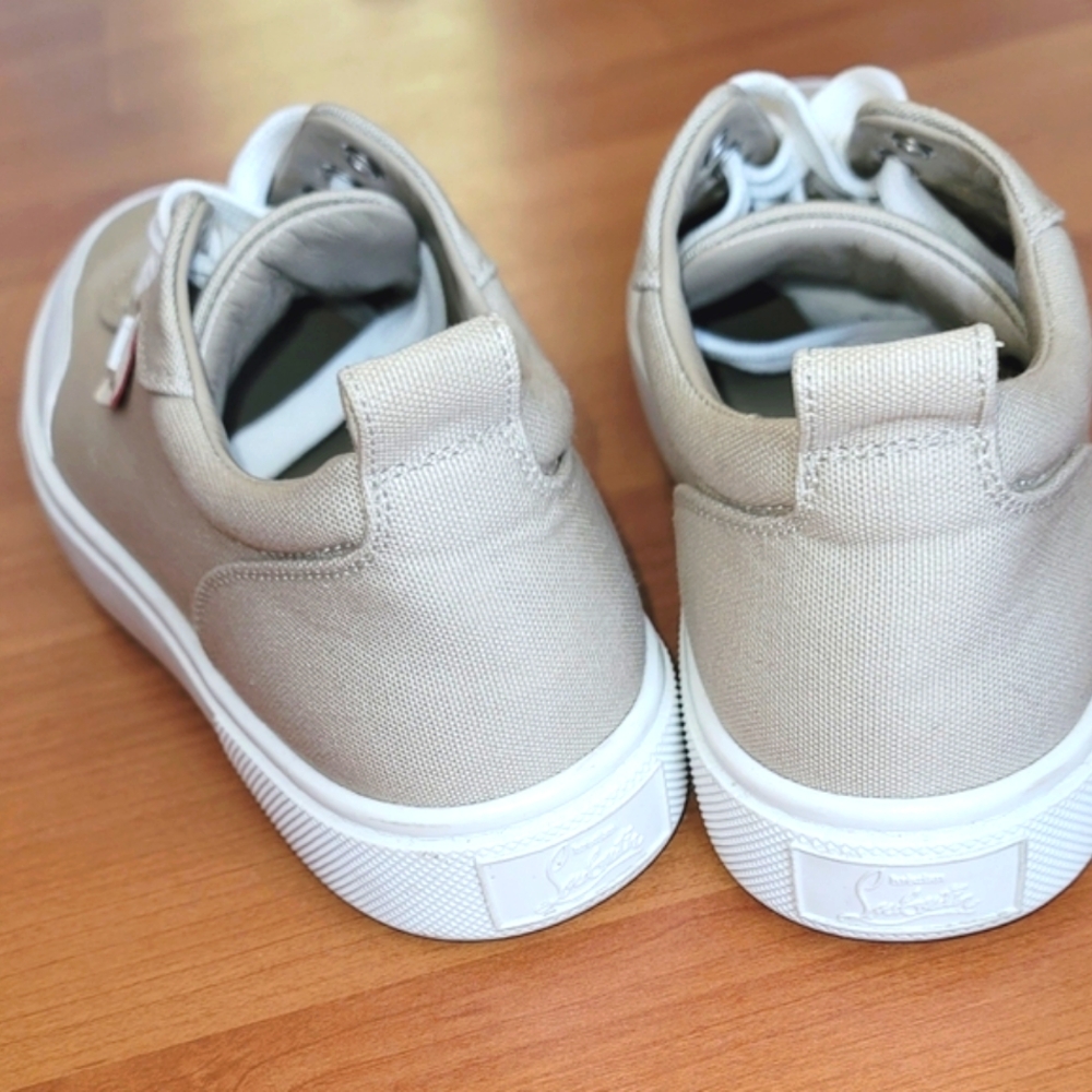 Christian Louboutin Sneakers Simplerui Flat Beigebianco Platform Canvas Low Top - Picture 8 of 12